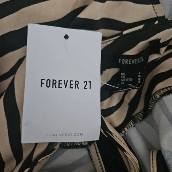 NWT FOREVER21 Zebra Print Shirred Strappy Mini Dress | SZ L - Picture 8 of 10